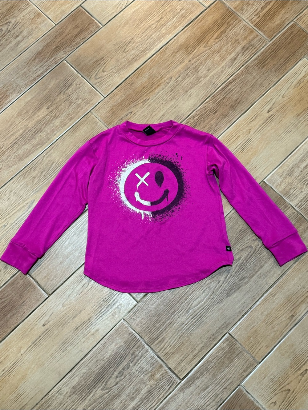 Pixie Lane Long-Sleeve Pink Graphic Smile Top